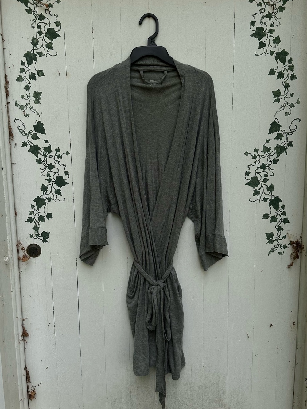 Get Ready With Me Grey Women’s Modal-Blend Robe with Waist Tie in Slinky Fabric
